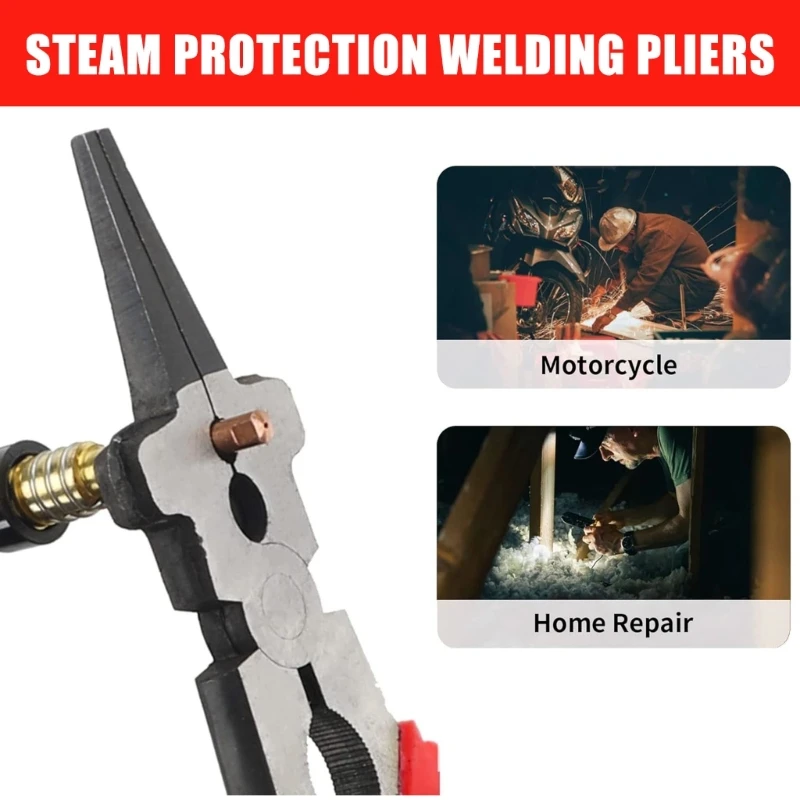 8inch Mig Welding Plier Nozzle Cleaner Rounded Hammer Wire Cutter Ergonomic Handle Strong Hand Auxiliary Tool