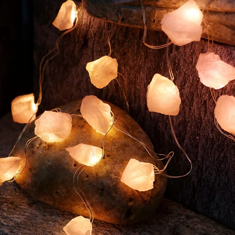 Himalayan Salt String Lights White Salt Lamp Battery 10 LED Natural Crystal Salt Warm Lights String Indoor Outdoor Home Decor