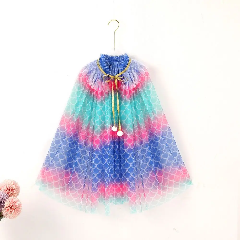 Beach Rainbow Christmas Halloween Girls Cloak Princess Costume Dress Up Props Sequins Shawl Colorful Gift Kids Coat