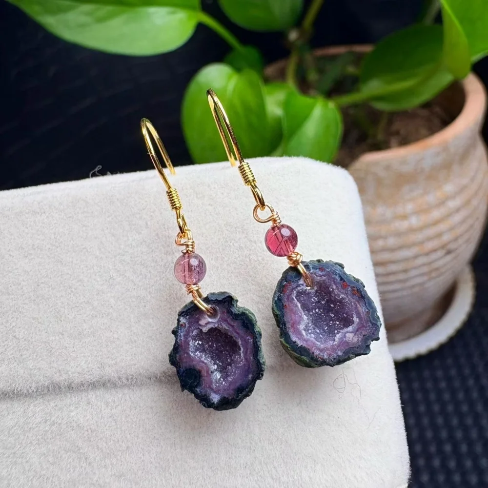 natural-agate-geode-needle-geometry-tassel-drop-ear-lines-women's-earrings-simple-fashion-jewelry-free-shipping