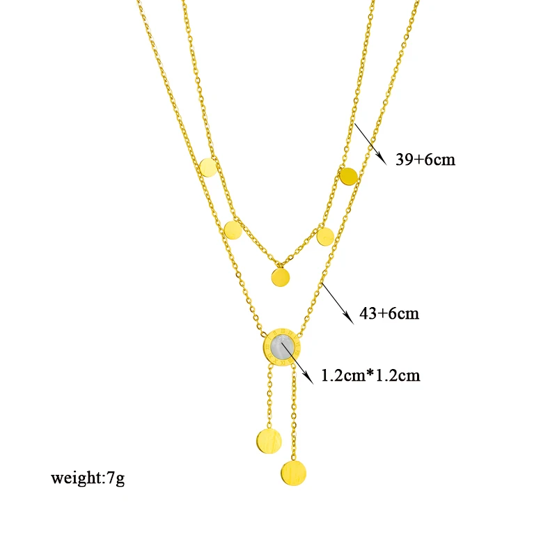 DIEYURO 316L Stainless Steel Round Roman Numeral Dial Long Pendant Necklace For Women Fashion Girls Clavicle Chain Jewelry Gifts