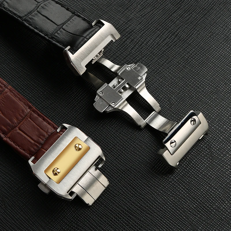 Watch Buckle For Cartier Santos 100 Belt Silicone Rubber Strap Folding Buckle Accessories Stainless Steel Watch Buckle 18mm 21mm
