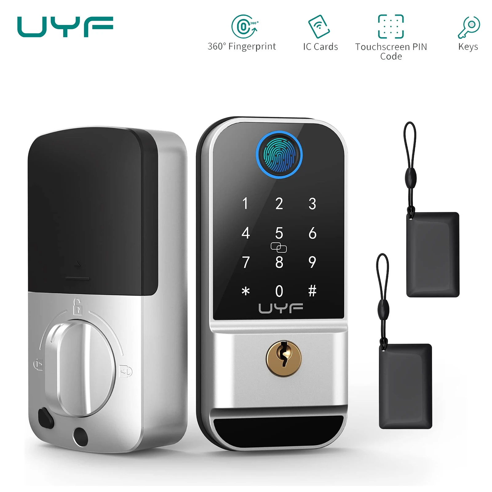 Imagem -06 - Hornbill Fingerprint Keyless Entry Door Lock m4 Smart Deadbolt Front Locks Teclado Eletrônico para Home Office Auto Lock ic Card