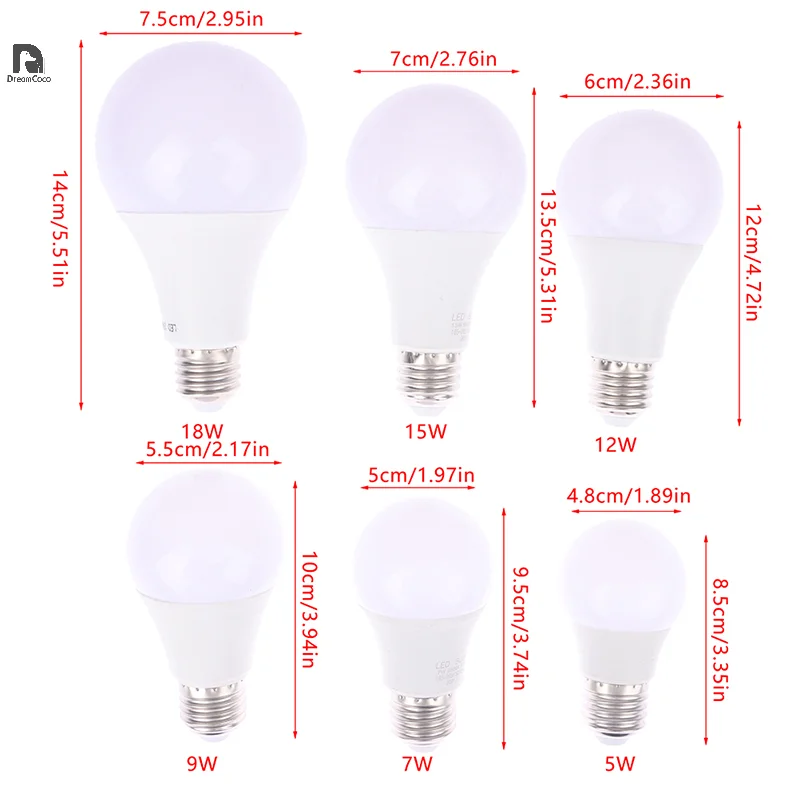 หลอดไฟ LED เทียบเท่า E27 5W 7W 9W 12W 15W 18W สปอตไลท์ไฟ LED เย็น/อบอุ่นสีขาวพร้อมฐาน