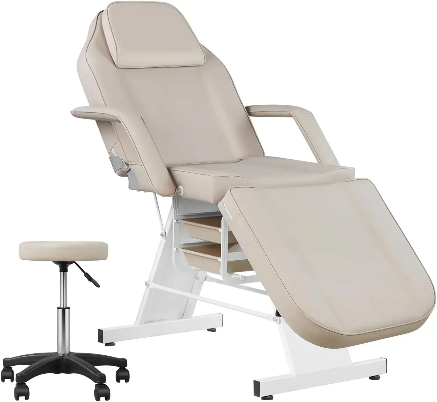 Massage Table 73inch Adjustable Tattoo Chair for Artist with Stool Facial Bed for Spa Beauty Esthetician Gray