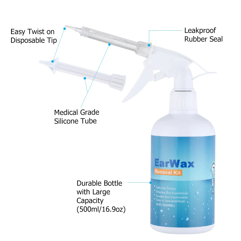 500 ml/300 ml Ohrenreiniger-Set, Ohrenschmalz-Entferner-Flasche, Ohrbewässerungs-Unterlegscheiben-Set für Erwachsene und Kinder, Ohrenreinigungsset, sicher und effektiv – Detail 11