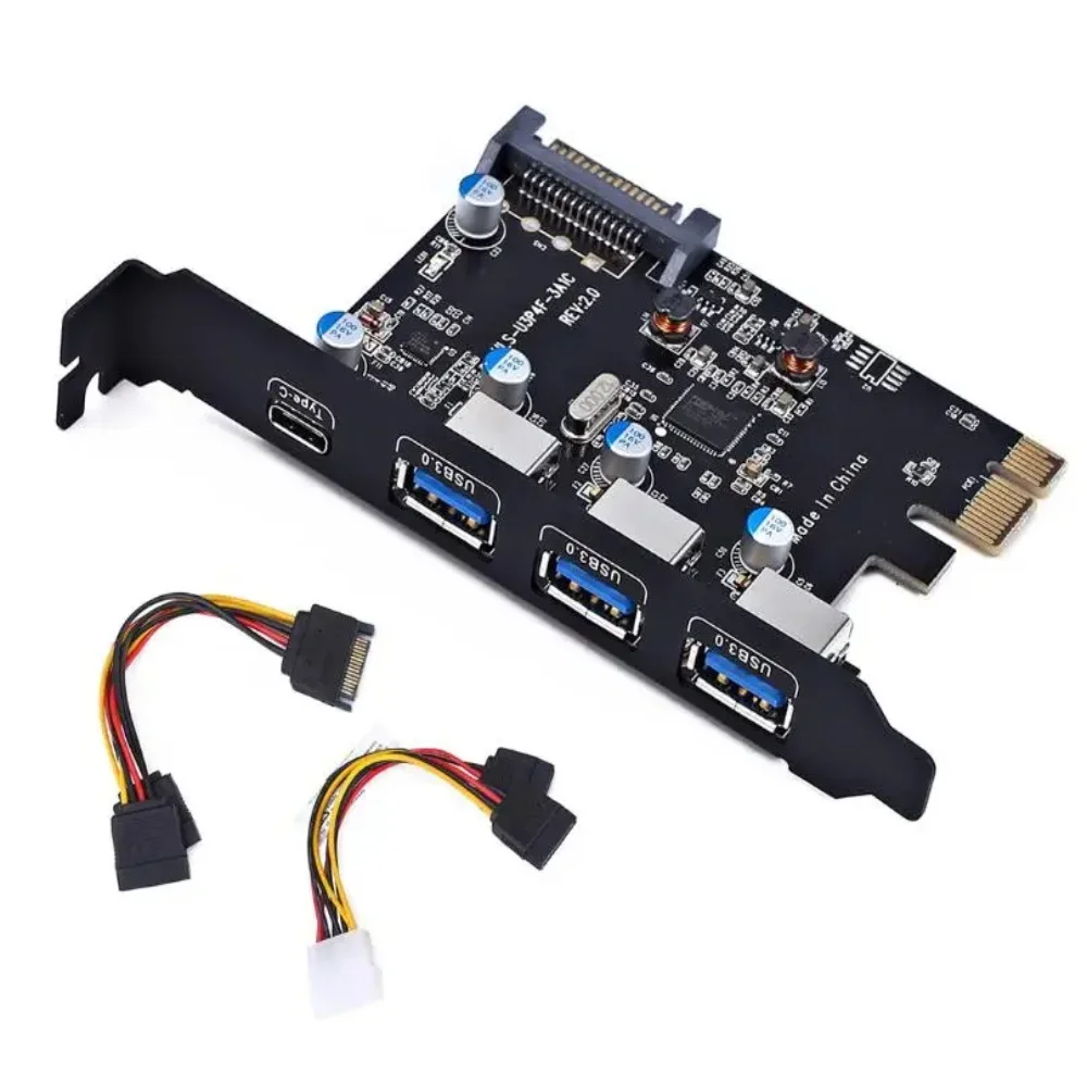 PCI Express Card to 3 PORTS USB 3.0 1 PORT USB3.1 Type C Internal USB 3.0 20PIN  4 Ports USB HUB pcie to Type-c Converter Card