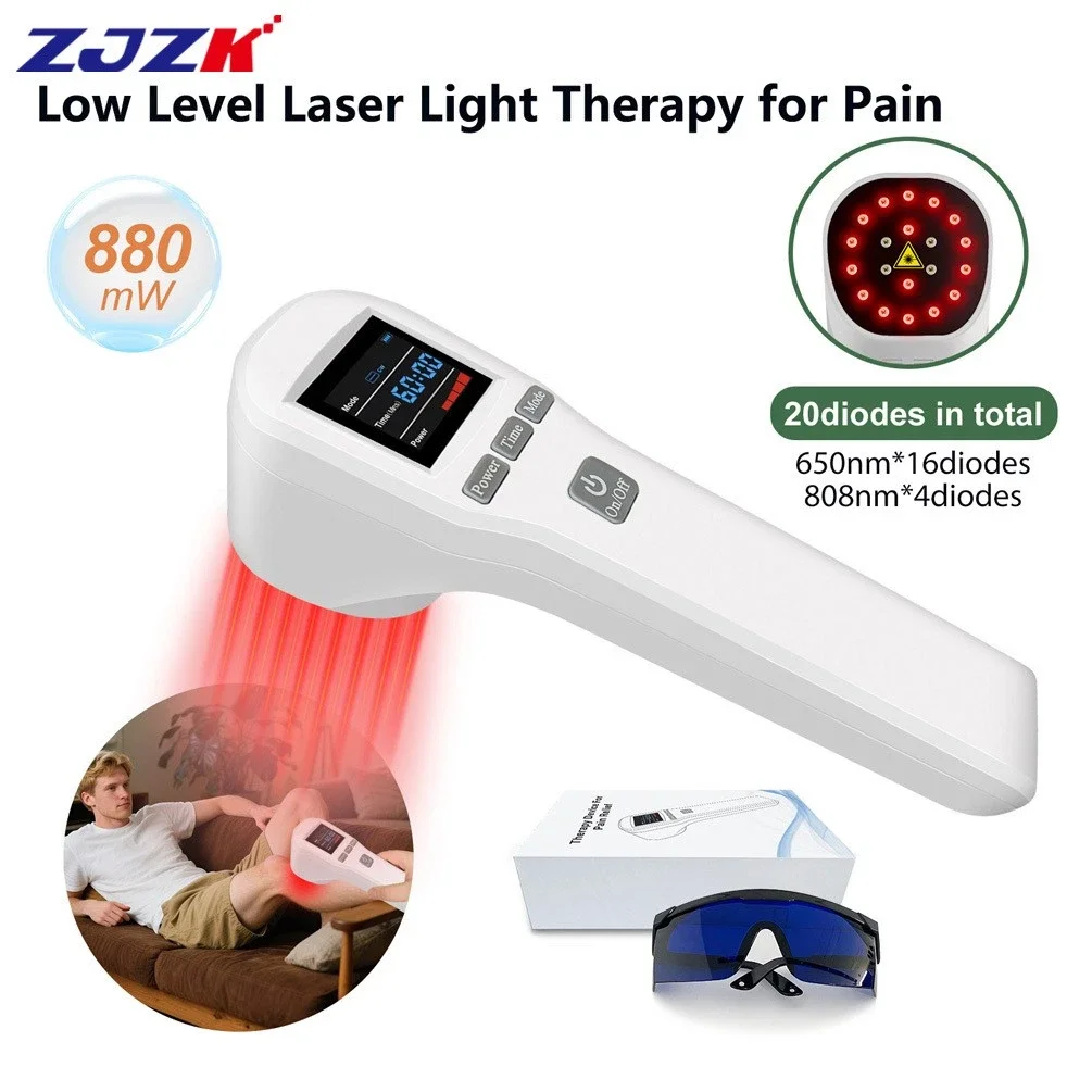 

Аппарат для лазерной терапии ZJZK для снятия боли, холодный лазер, LLLT, лечение красным светом 650нм+808нм, оборудование для домашней физиотерапии