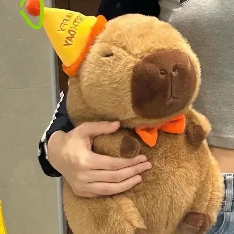 New Cute Hamburger Capybara Plush Stuffed Toy Simulation Animal Doll Soft Children's Toy Birthday Gift Kawaii Room Decoration