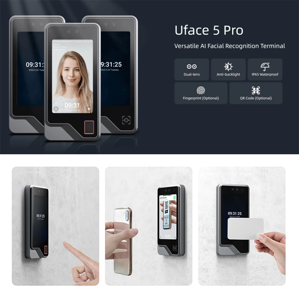 Waterproof Fingerprint Face Recognition Time Attendance and Access Control Machine with WiFi Bluetooth Cloud TCP/IP Facial Clock