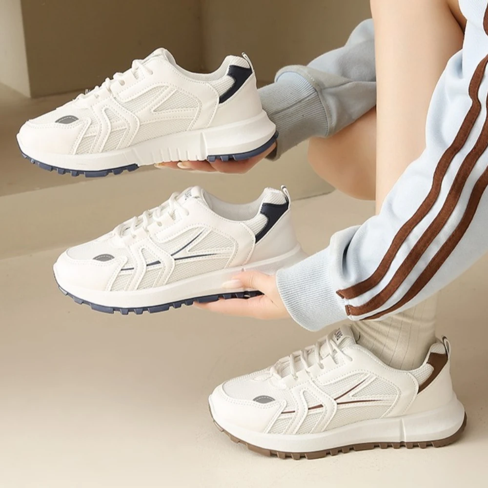 Sportliche Freizeitschuhe für Damen, Frühling/Herbst 2026, leichte Turnschuhe für Damen, Laufschuhe mit dickem Boden, Einzelschuhe aus Mesh