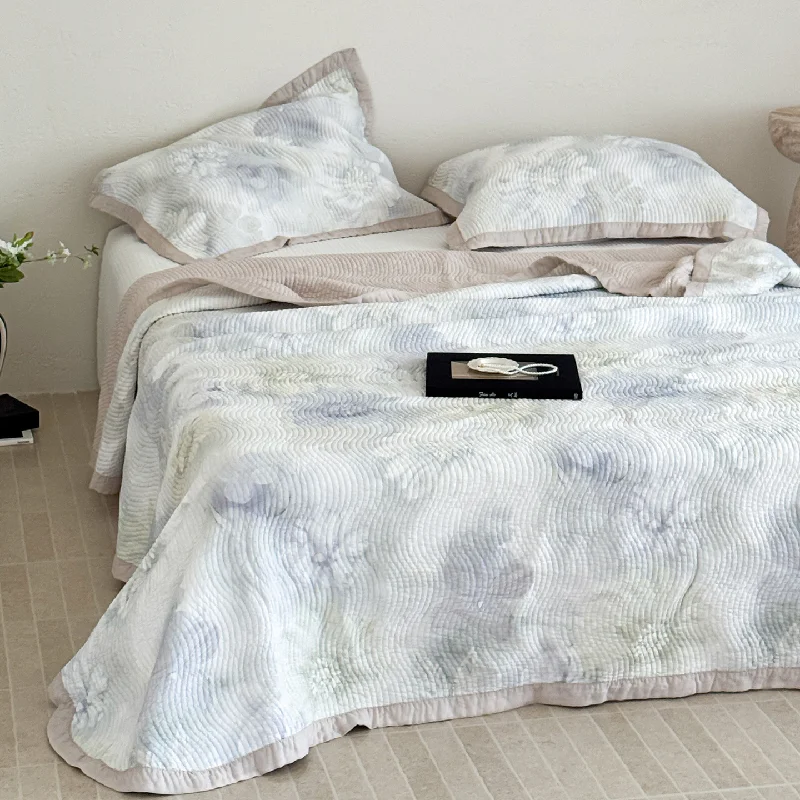 

Luxury Printed Cotton Quilted Bedspread 3PCS Set - Soft Breathable Summer Quilt, Silky Smooth Bed Sheet, for All Season