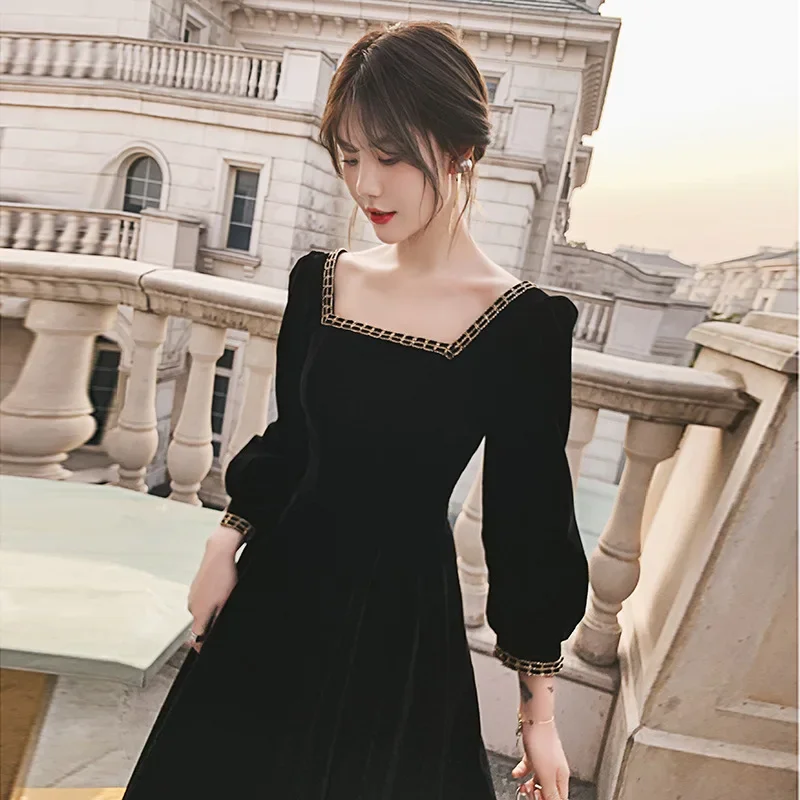 Elegant Black French Style Evening Dress 2022 New Luxury Lightweight President Dress Suitable For Daily Wear