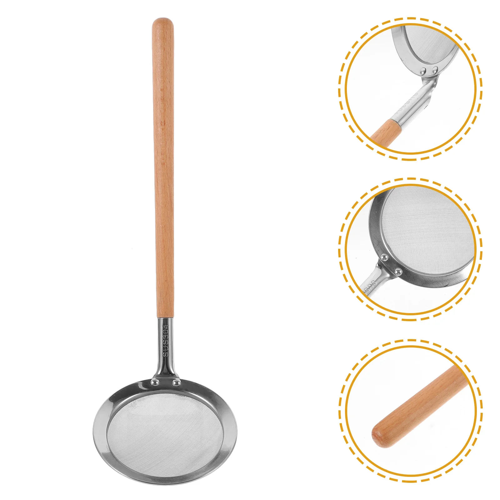 

Stainless Steel Hot Pot Ladle with Wooden Handle Oil Separator Skimmer Spoon Kitchen Strainer for Cooking Stir Fry