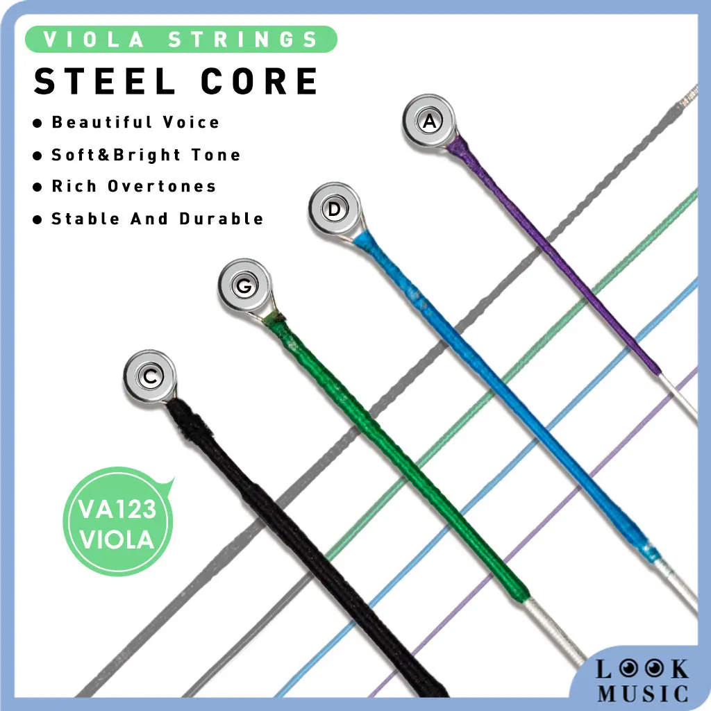 

1 Pack 4PCS Viola Strings For 15" 16" Viola Bow Orhcestra Steel Core Al-Mg Wound Ball End For DIY Viola Tailpiece Adjuster VA123