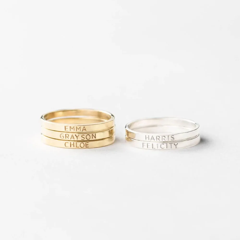 COOLTIME Personalisierter individueller Ring für Frauen, Edelstahl, goldfarben, mit Gravur, Namensringe, Jahrestag, Schmuck, Geschenk, Paar, Mutter – Detail 5
