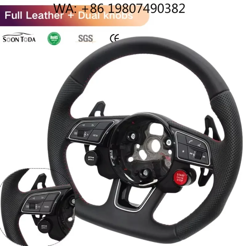 

Dual Knob Full Leather Custom Sport Steering Wheel Fit A5 A7 Q5 Q8 TT S3 S4 S5 RS3 RS4 RS6 R8 Racing Interior Modified Part