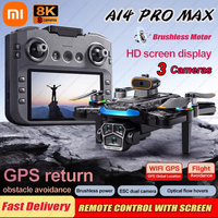 Xiaomi Drone A14Pro max GPS Brushless 8K three Camera Optical Flow Obstacle Avoidance Foldable Quadcopter RC Distance Drone Toys
