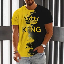 Summer Men 3D King Printing T-Shirt Short Sleeve Clothing Male Casual Streetwear Fashion Trend Outdoor Tees&Tops