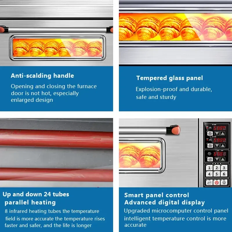 Hot Sale Baking Oven Electric Commercial Bread Bakery Oven Automatic 1/2/ 3 Stainless Steel Provided Cooking Equipment