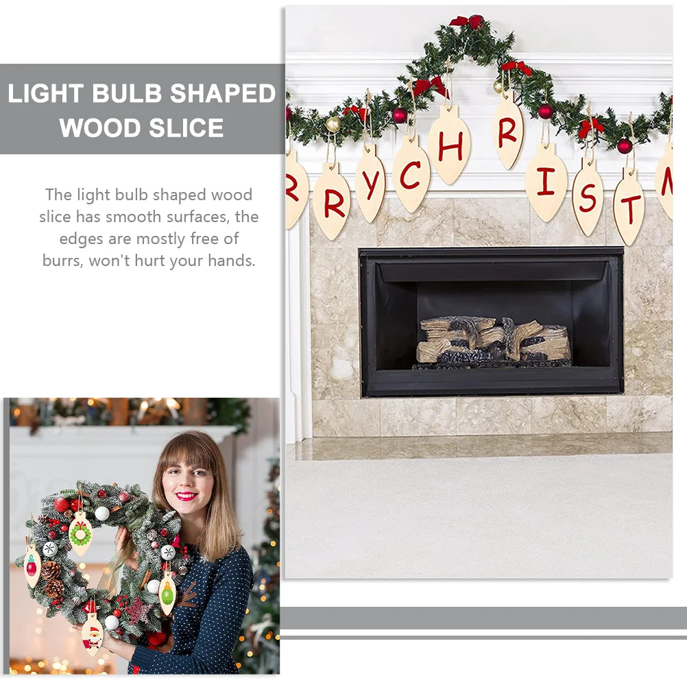 

1 комплект незавершенных лампочек, деревянные вырезы, ломтики дерева, принадлежности для рукоделия «сделай сам», рождественские декоративные украшения, деревянные чипсы, домашний офис