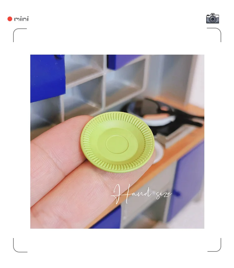 Dollhouse Mini Round Plates Wall Mounted Decor Dishes Miniature Tableware Model Kitchen Scene Craft Findings