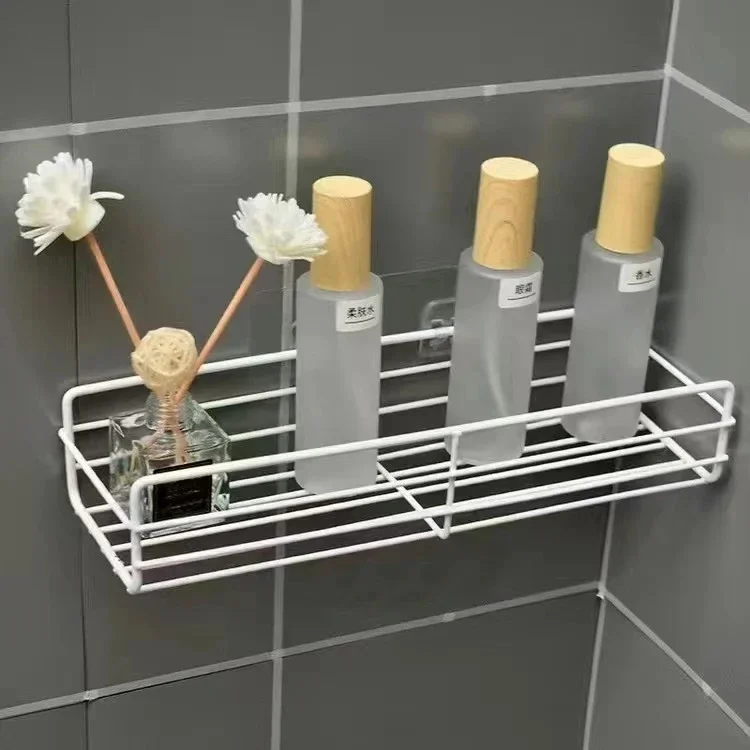 1PC Bathroom Shelf Wall Mounted Corner Storage Shelves Shampoo Holder Cosmetic Rack Iron Shower Drain Basket Bathroom Organizer