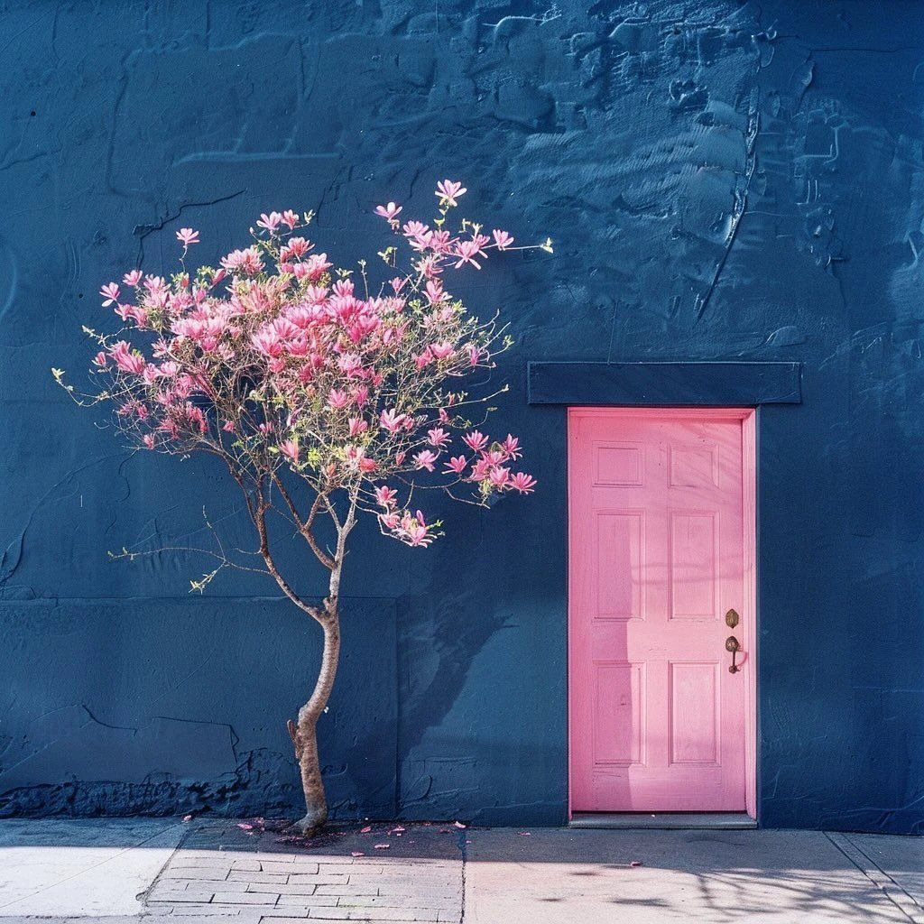 

Pink Door and Tree Scenery 500PCS/1024 PCS Jigsaw Puzzles Relaxing Family Activity Games for Living Room Home Decor Gift