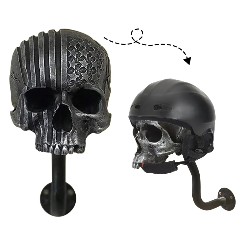 for Creative Adult Motorcycle Helmet Holder Halloween Skull Decoration Helmet Ra