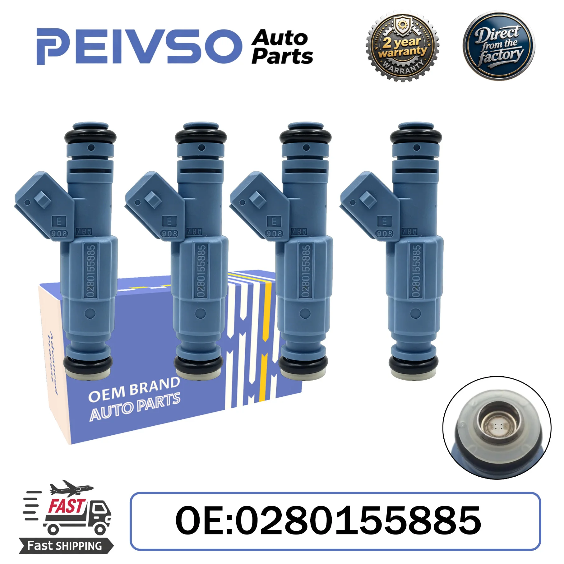 PEIVSO 4pcs 0280155885 Fuel Injectors for Land Rover Freelander 1.8 16v for Land ROVER 75 Tourer (RJ) 1.8 Estate 2001-2005