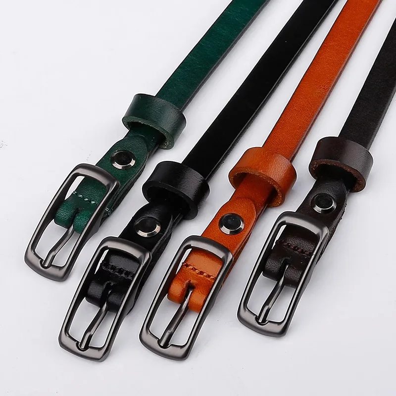 Waist Band Genuine Leather Women's Belt  Simple Versatile Cowhide Belt, Casual Needle Buckle Decoration Lady Thin Leather Belt