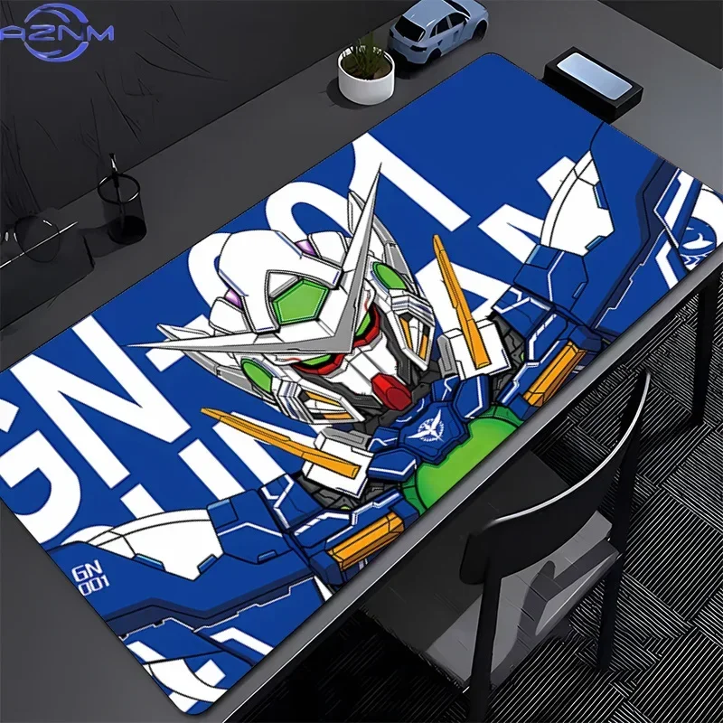 Gundam Exia Anime Mouse Pad, Rubber Non Slip Gaming Desk Mat, Blue Background Mecha HD Print Mouse Pad, Smooth Surface for Gamin