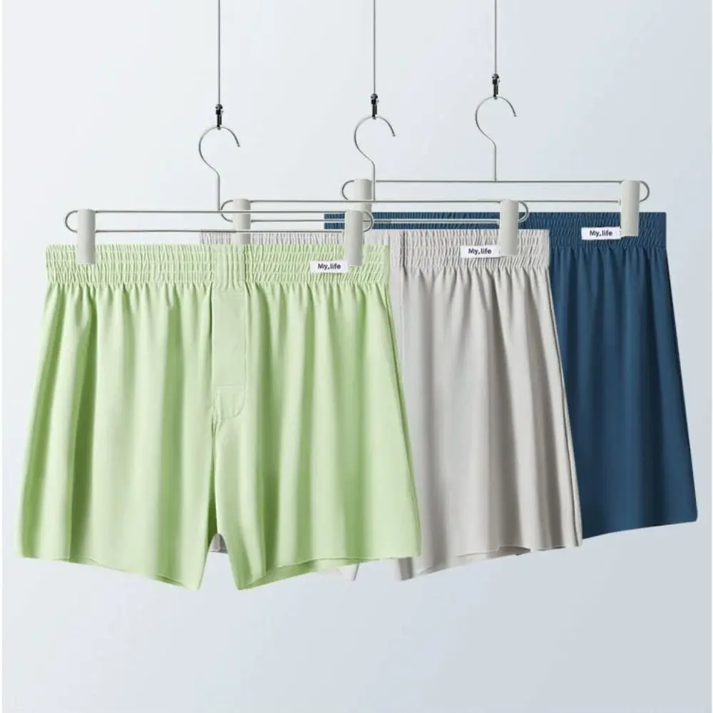 

Comfortable Solid Color Men's Boxer Briefs Mid Waist Large Size Underwear for Man Lingerie Seamless Men Ice Silk Panties Boys