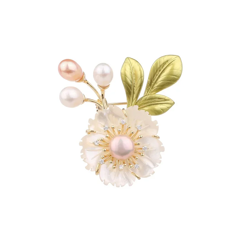 Cheongsam, accessori per abiti da sera, spille cardigan da donna, bottoni sciarpa di seta, spille floreali naturali in madreperla9521