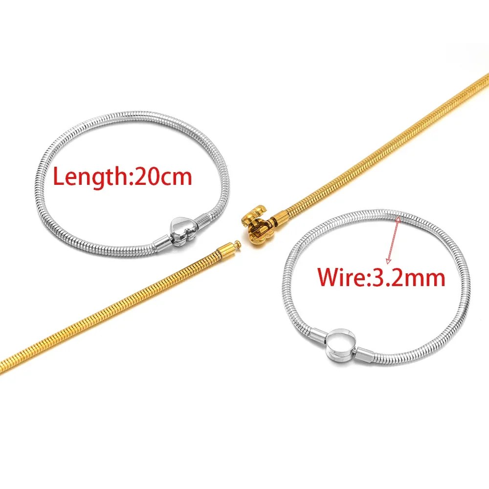 1pc High Quality Snake Bracelet for Women Original Gold Plated Round Heart Clasp Bangle Fit Fashion Party Jewelry Weddings Gifts
