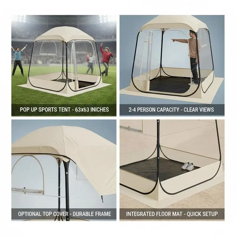 Carpa transparente, 160x160x182 cm, carpa desplegable para 2-4 personas, carpa deportiva con tapete para el suelo y cubierta superior, carpa burbuja para exteriores, refugio para acampar para eventos, pesca, celebraciones
