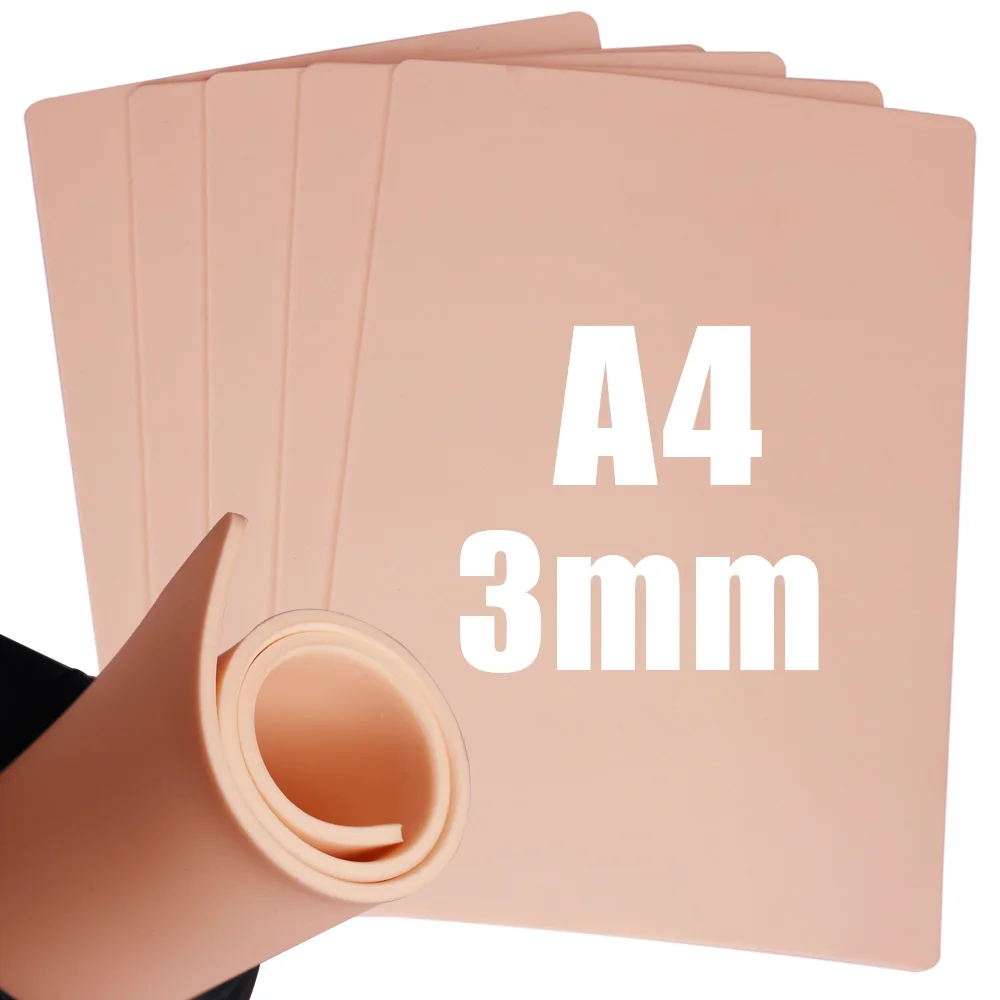 A4 Size 3mm Thick Tattoo Practice Skin Double Side Silicone Permanent Makeup Eyebrow Synthetic Leather Tattoo Training Fake Skin
