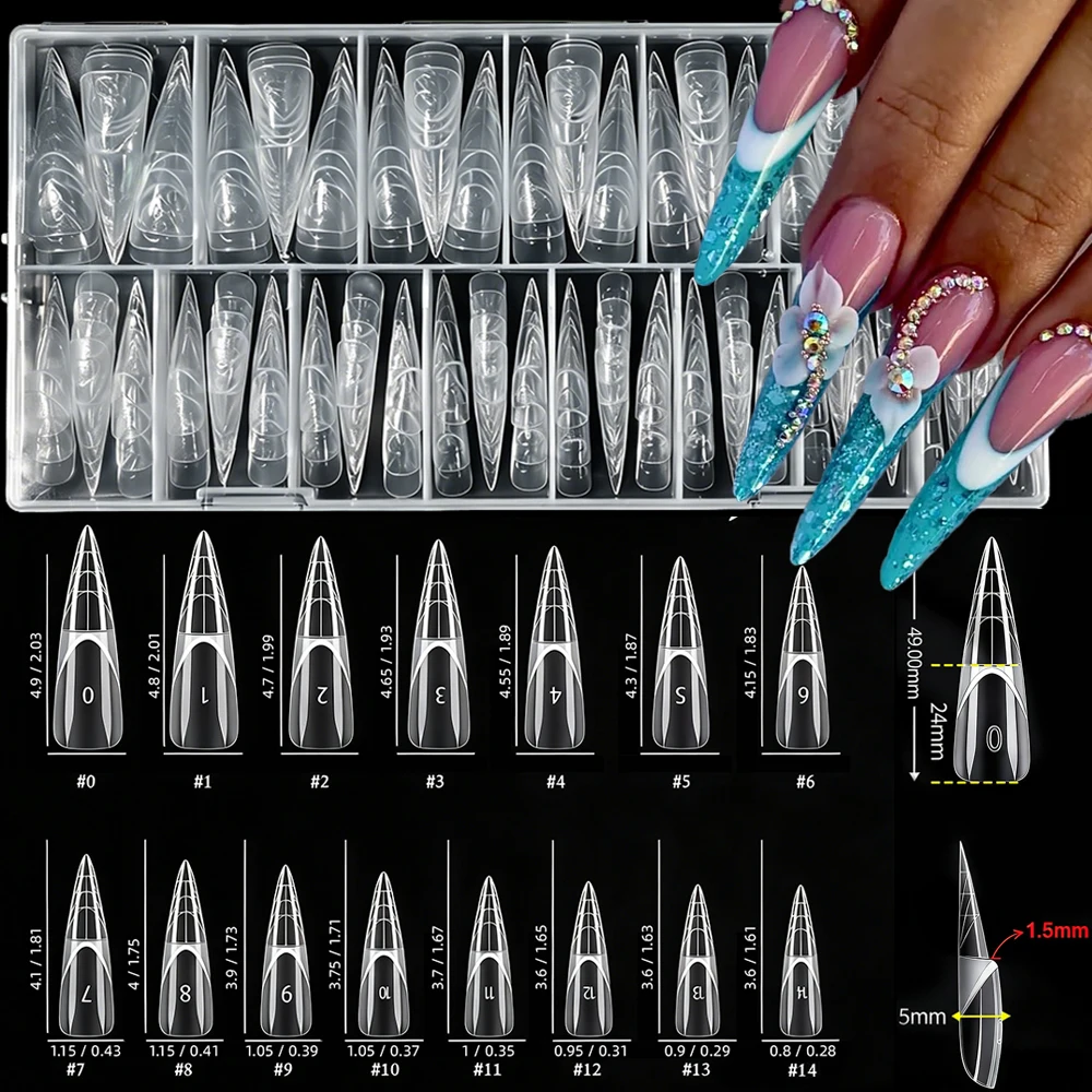 75-150-256-pecas-pontas-de-unha-stiletto-francesa-dual-form-15-tamanhos-reutilizaveis-transparentes-moldes-de-unha-francesa-ferramentas-para-extensao-de-unhas-de-acrilico