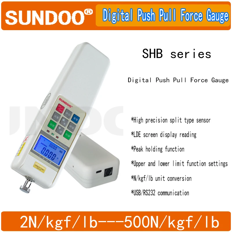 SHB-100N Digital Push Pull Force Gauge 2N/kgf/lb---500N/kgf/lb  Push pull load test, insertion and extraction force test, destru