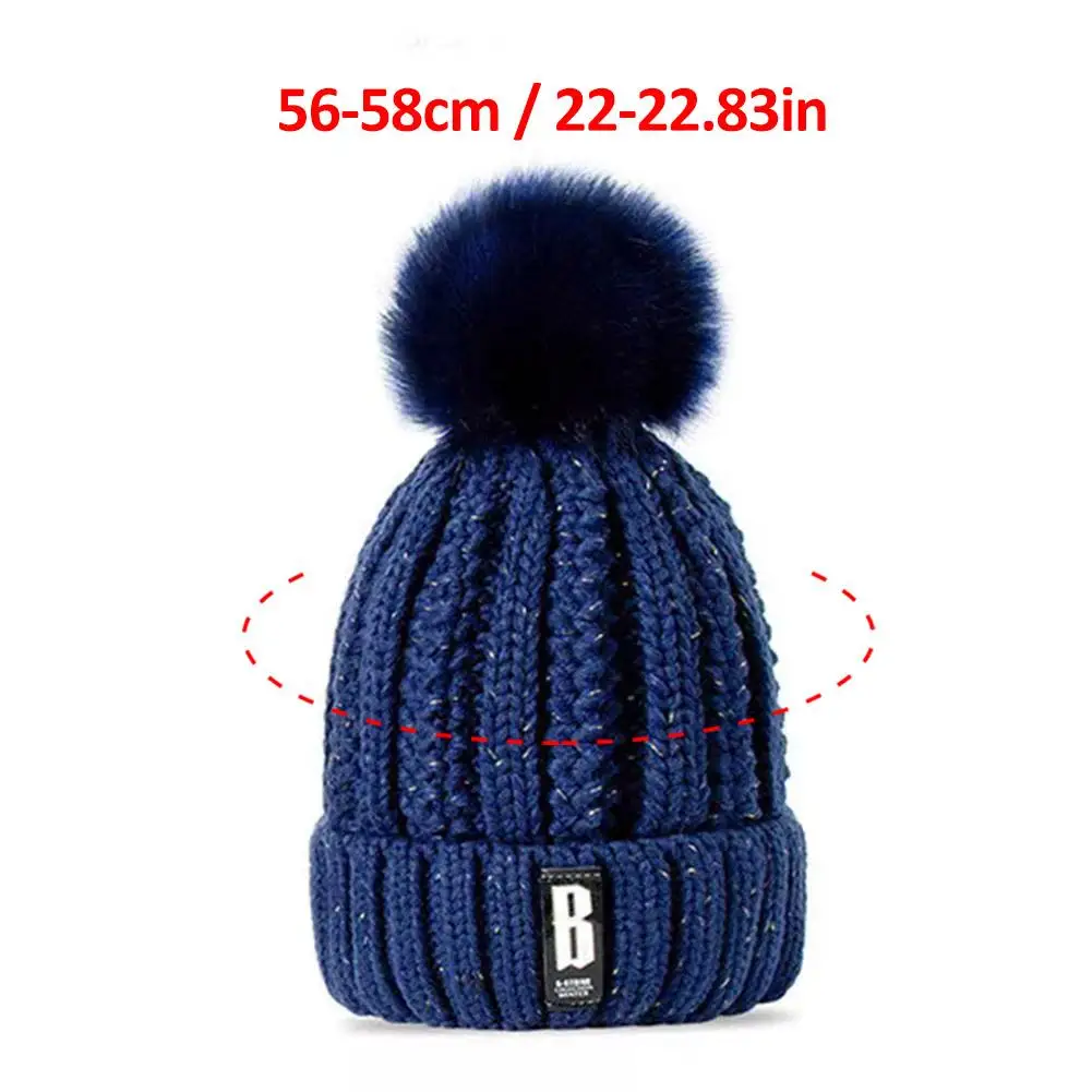 2PCS winter warm knit hat set Winter hat thick plush windproof cold casual warm hat scarf