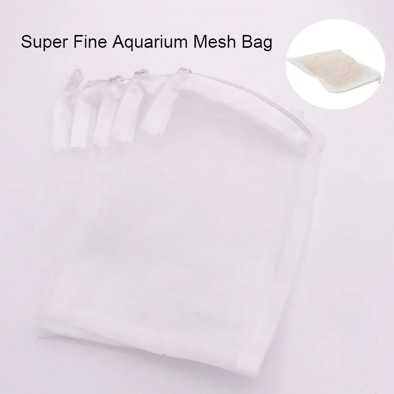 Feines Loch 5 Stück Filternetzbeutel Netzbeutel Akquarium Teich für Bio Ball Carbon Media Funktionelle Aquarium Isolationstasche