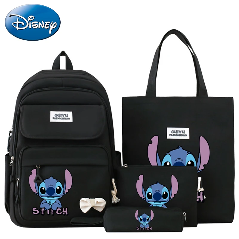 

4pcs Stitch Disney School Backpack Kawaii Cartoon Printed Pencil Bags Children Large-capacity Handbag Boys Girls School Supplies