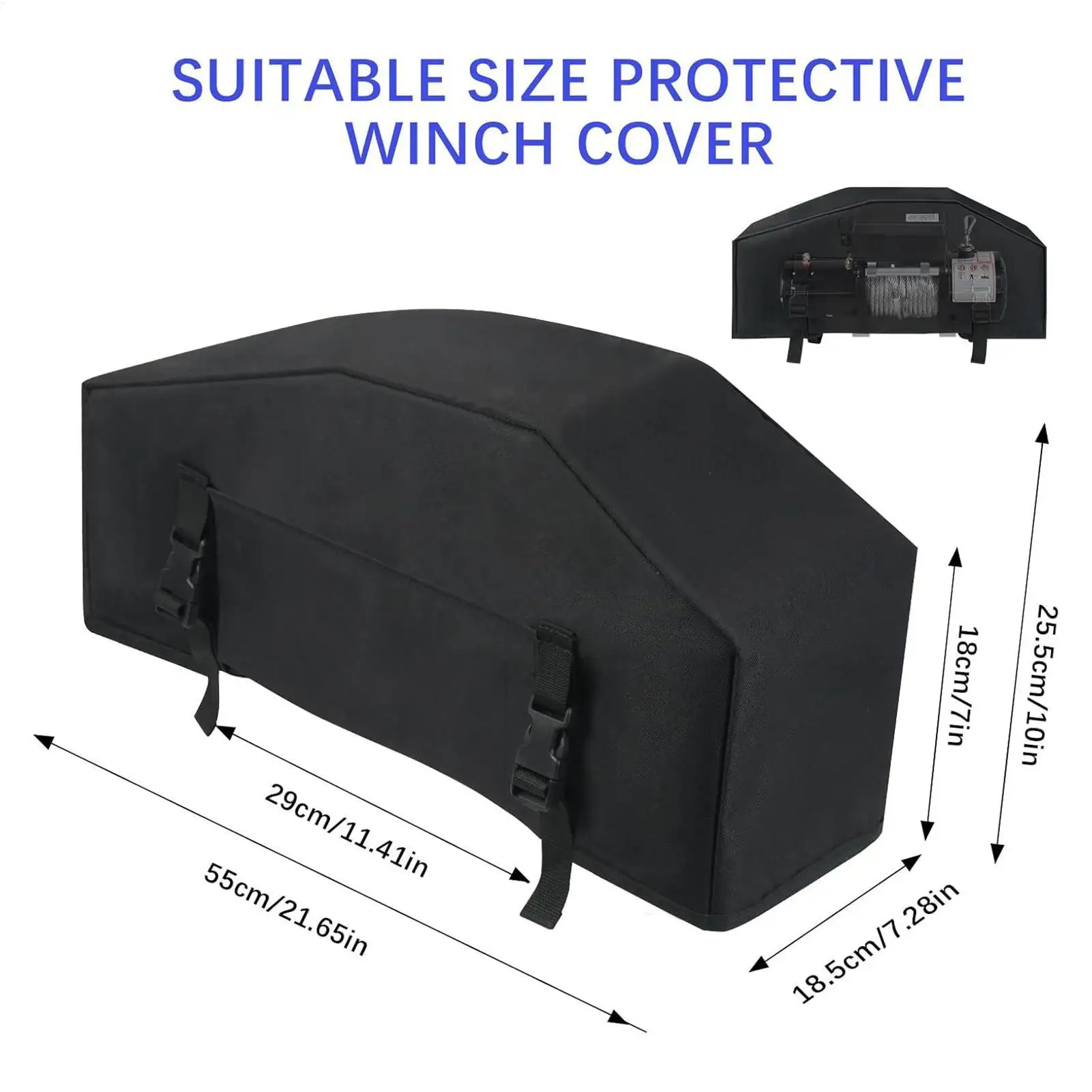 Winch Cover UV Protection Adjustable Straps Oxford Waterproof Dust Cover For Snow Automobile Automotive Car Outdoor Marine