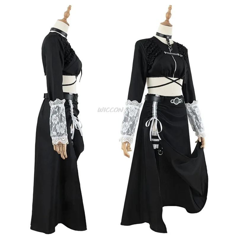 GAME Project Sekai VBS Azusawa Kohane Cosplay Azusawa Kohane Cosplay Costume Suit All Black Suit black wigs Headwear for Cosplay