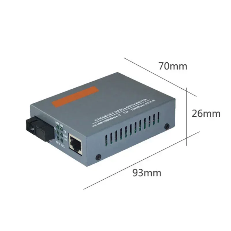 기가비트 섬유 광학 미디어 컨버터 HTB-GS-03 1000Mbps 단섬유 SC 포트 외장 전원 공급 광학 섬유 전송기