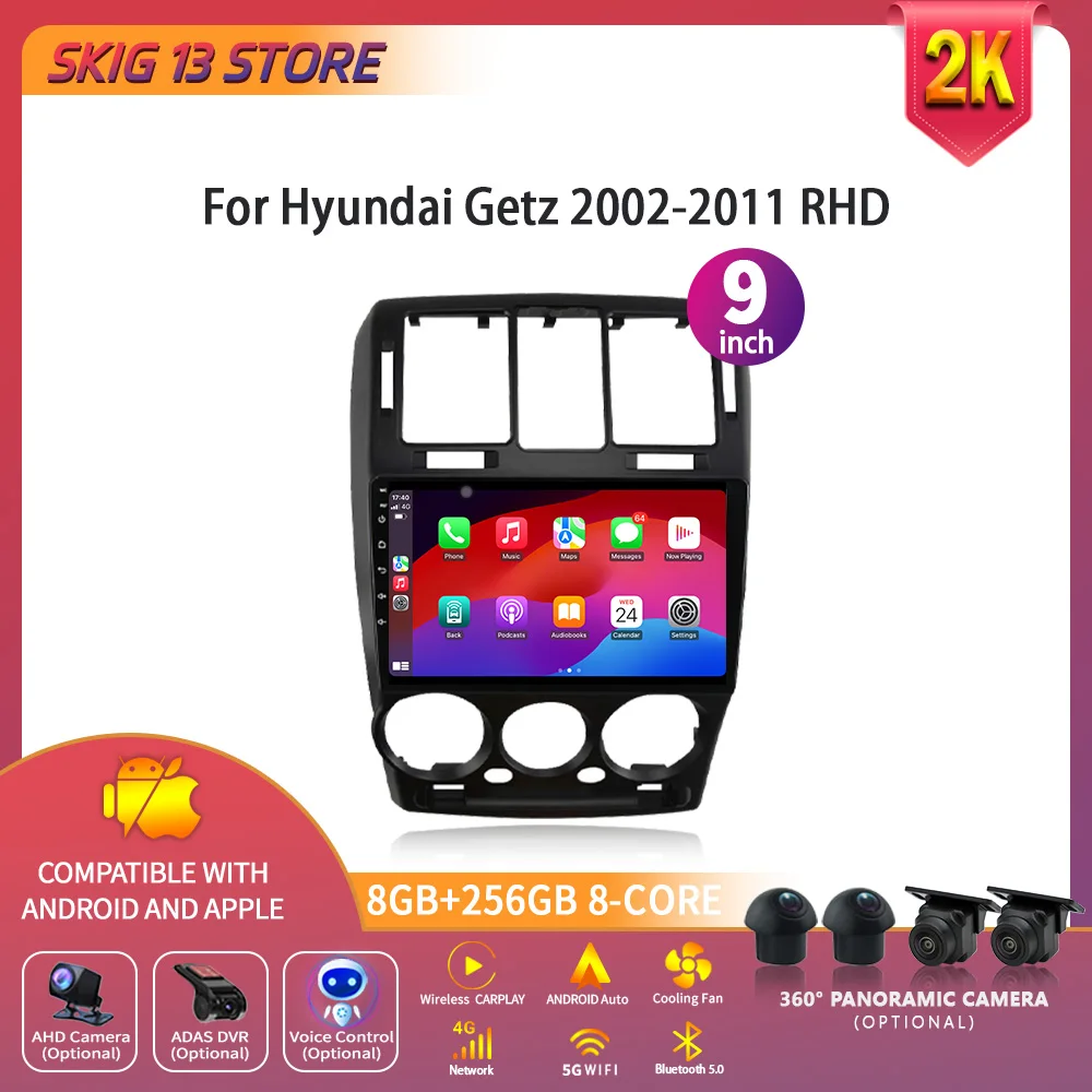 

Right Handle Drive For Hyundai Getz 2002-2011 Car Radio Multimedia Video Navigation 4G GPS Android Wirelss CarPlay2 Din Screen