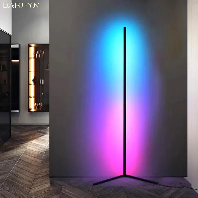 Modern LED Floor Lamp 85/125/165cm Long Strip Light Bedroom Living Room Sofa Corner Home Decor RGB Color Ambient Lighting Lustre