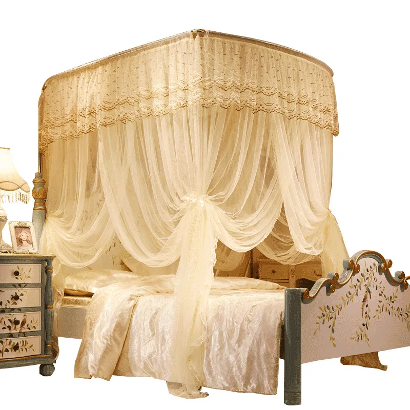 U-shaped retractable mosquito net, three-door design, stainless steel tubes, floor-standing brackets,  sturdy and stable