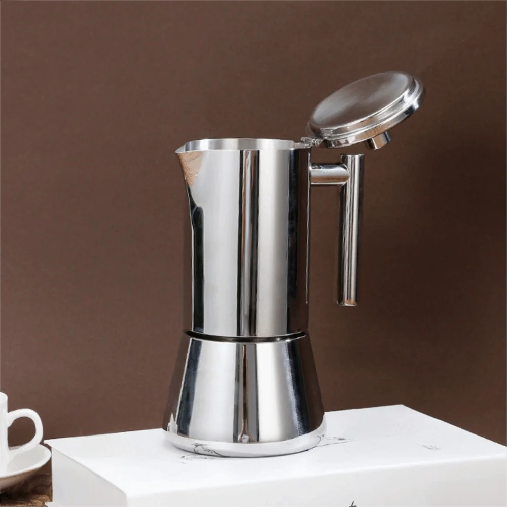 

Кофейник из нержавеющей стали (итальянский), 200/300/600 мл, быстрый нагрев, мока-кофеварка, усиленный, герметичный, для эспрессо