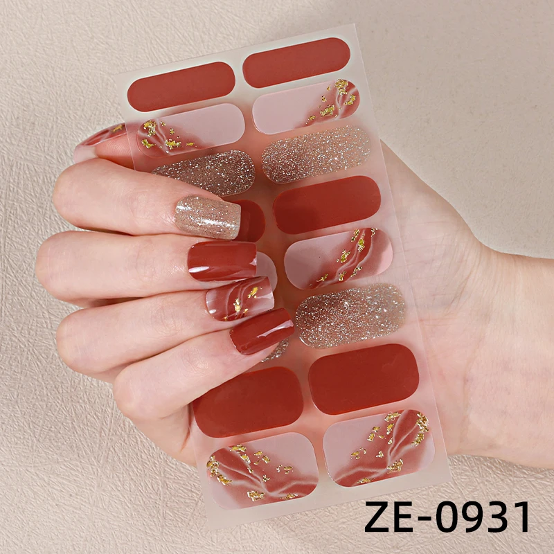 16 punte adesivi per unghie senza cottura fai da te foglie d'acero adesivo in lamina d'oro involucri per unghie copertura completa decorazione manicure decalcomania per unghie